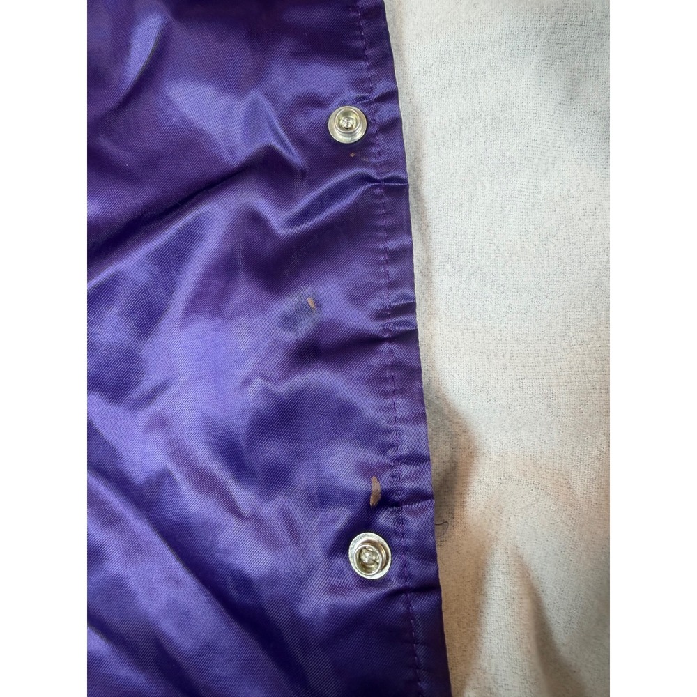 Vtg Chalk Line Los Angeles Lakers Satin Varsity Jacket Purple Sz L USA Run Small - Picture 8 of 11